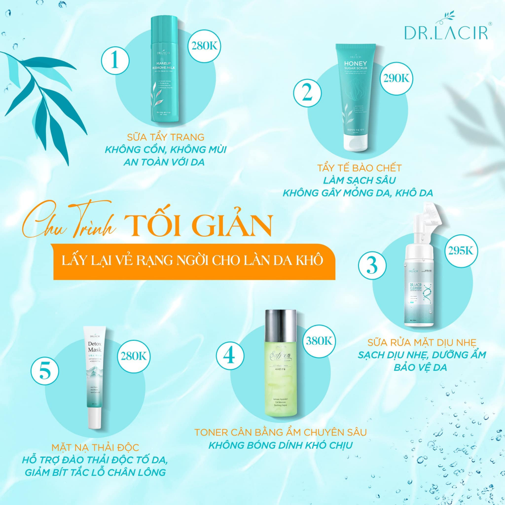 Sữa tẩy trang dịu nhẹ Dr Lacir Makeup Remove Milk giúp làm sạch lớp makeup cặn bẩn trên da làm mềm mịn da 120ml