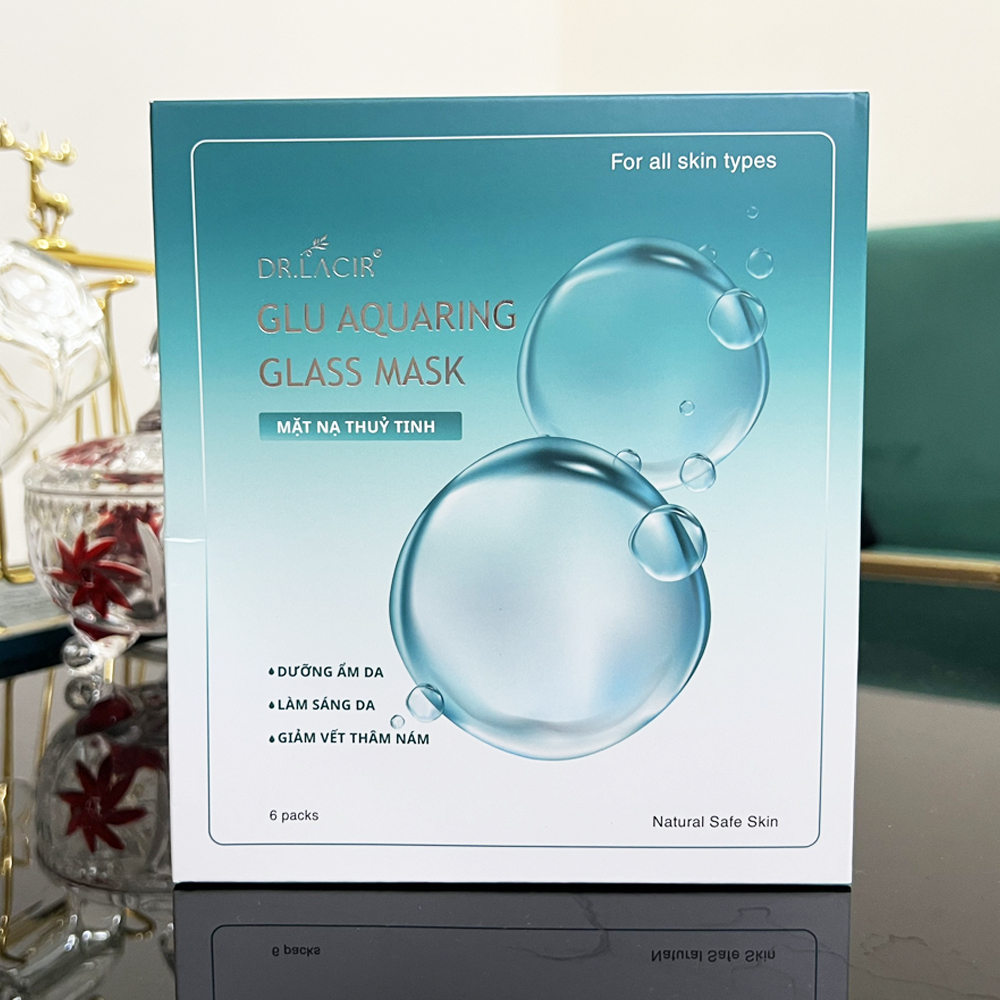 Mặt nạ thủy tinh Drlacir Glutathione Aquaring Glass Mask giảm mụn sáng da ngăn ngừa lão hóa hộp 6 miếng - Chính hãng