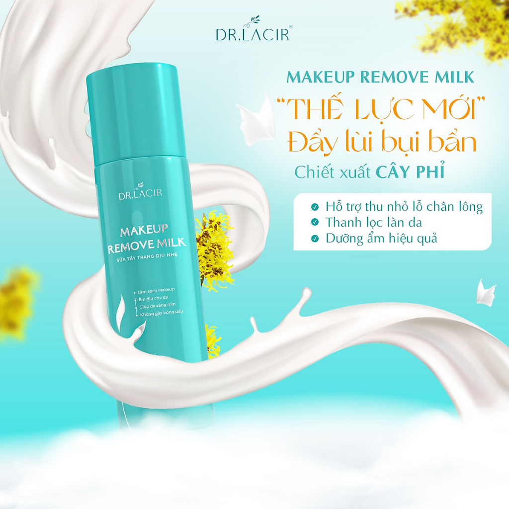Sữa tẩy trang dịu nhẹ Dr Lacir Makeup Remove Milk giúp làm sạch lớp makeup cặn bẩn trên da làm mềm mịn da 120ml