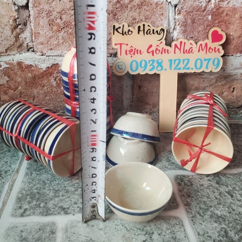 🌿👉10 Chén Sành Nhỏ Chỉ Xanh