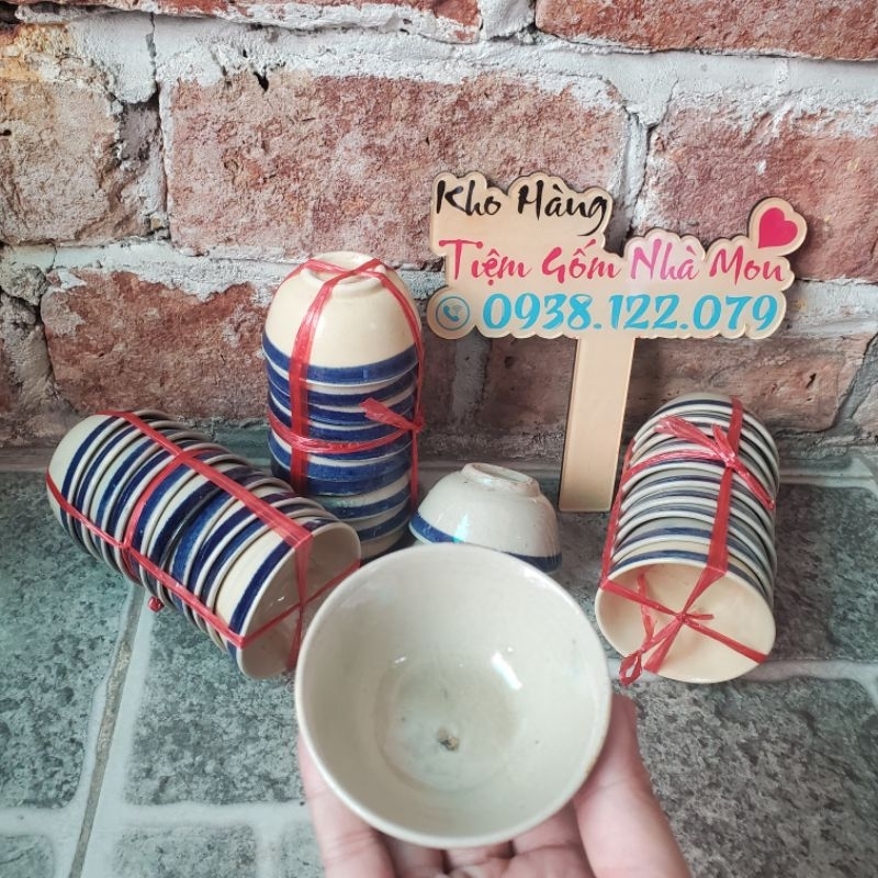 🌿👉10 Chén Sành Nhỏ Chỉ Xanh