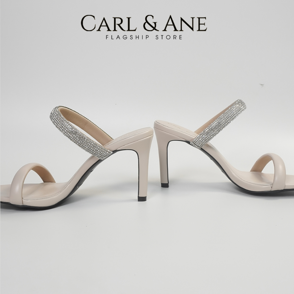 Carl & Ane - Cao gót Blaite Crytal  Mules quai ngang đính đá gót nhọn cao 9cm - WD009