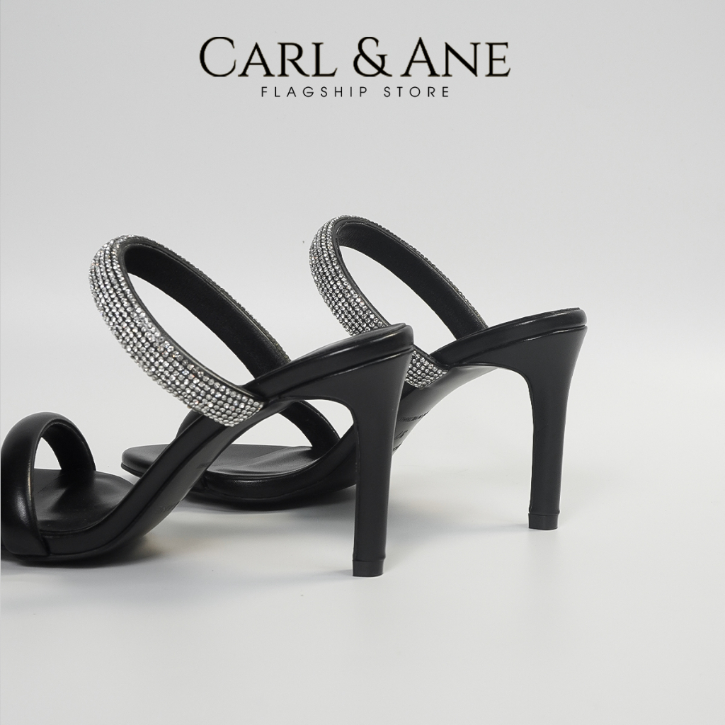 Carl & Ane - Cao gót Blaite Crytal  Mules quai ngang đính đá gót nhọn cao 9cm - WD009