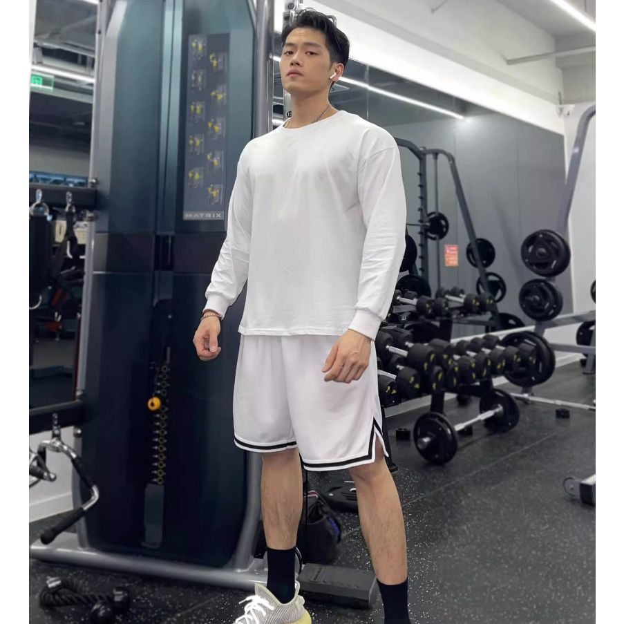 Áo Thun Cổ Tròn Trơn Dài Tay Phong Cách Thể Thao Sành Điệu Thời Trang Nam Nữ Unisex Chất Liệu Cotton Khô Thoáng