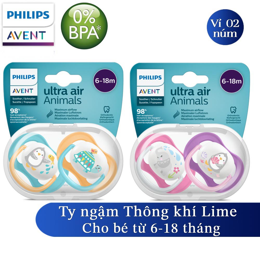 Philips Avent núm ty ngậm thông khí 0-6 tháng SCF080/05 SCF080/06, 6-18 tháng SCF080/07 SCF080/08