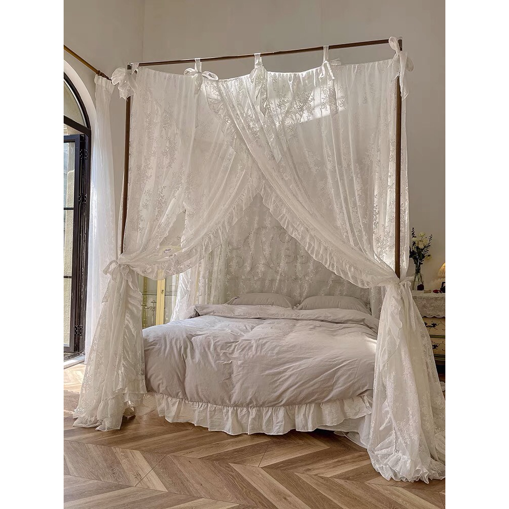 Rèm màn che ren nhún bèo màn khung decor trang trí studio, phòng ngủ thơ mộng