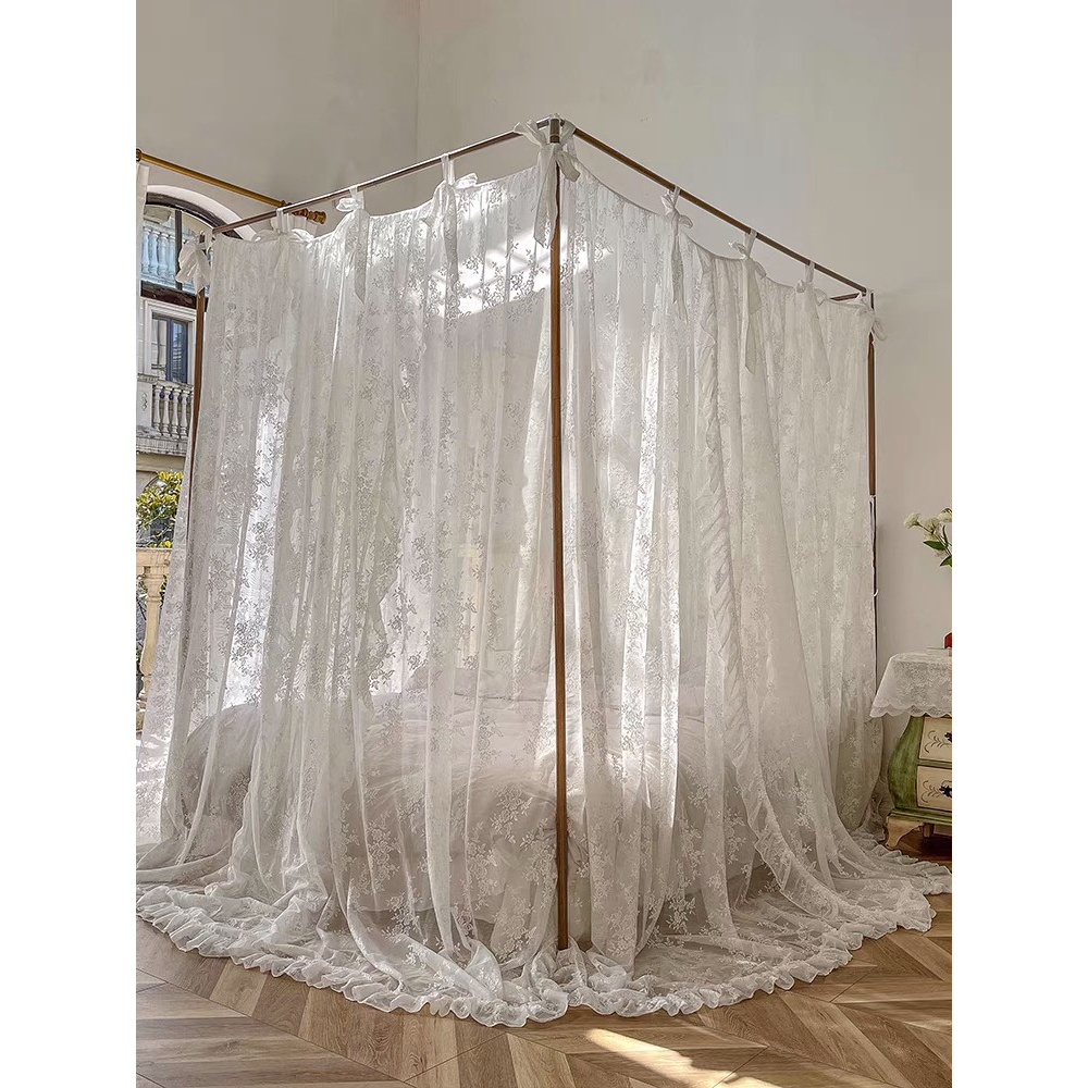 Rèm màn che ren nhún bèo màn khung decor trang trí studio, phòng ngủ thơ mộng