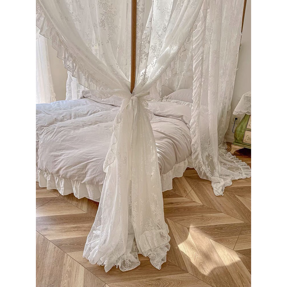 Rèm màn che ren nhún bèo màn khung decor trang trí studio, phòng ngủ thơ mộng