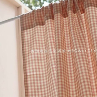  Rèm cửa sổ caro hồng nhạt phong cách Hàn Quốc chống nắng cao cấp màn vải treo tường trang trí decor phòng ngủ 