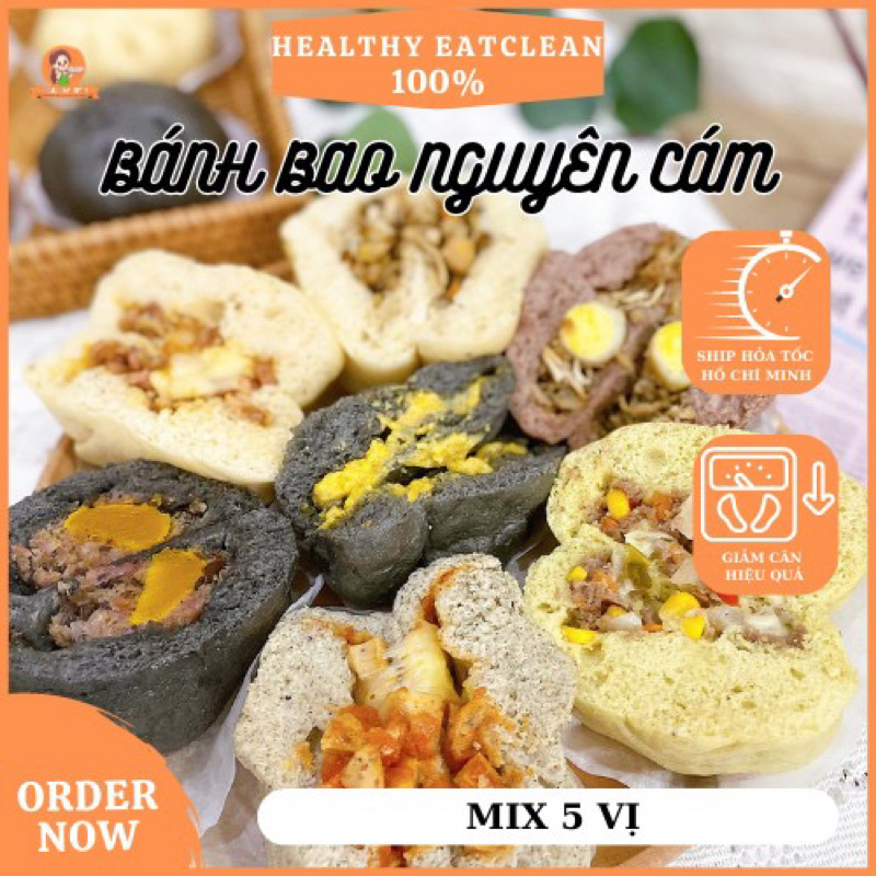 Bánh Bao Nguyên cám 5 cái giảm cân ăn kiêng Eatclean Healthy