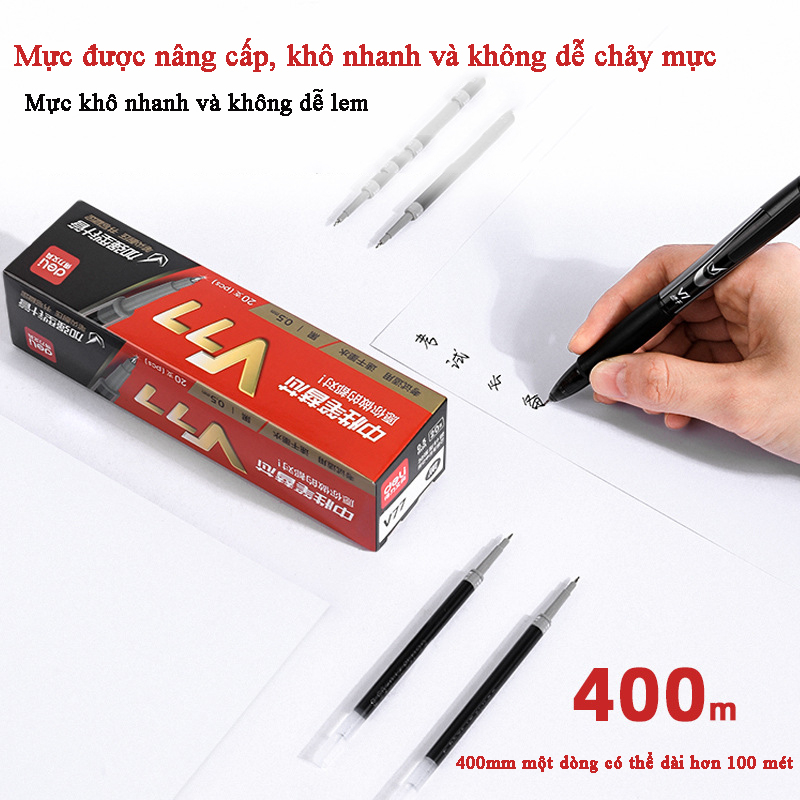 Ruột bút gel Deli V77 đầu ST ngòi 0,5mm