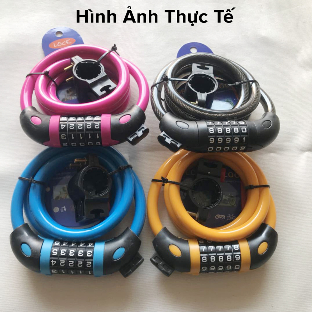 Khóa Xe Đạp Dây Lõi Thép 5 Số Dài 120cm – Chọn Màu – Bộ Khóa Xe Máy Thông Minh Chống Trộm Chống Cắt Cao Cấp