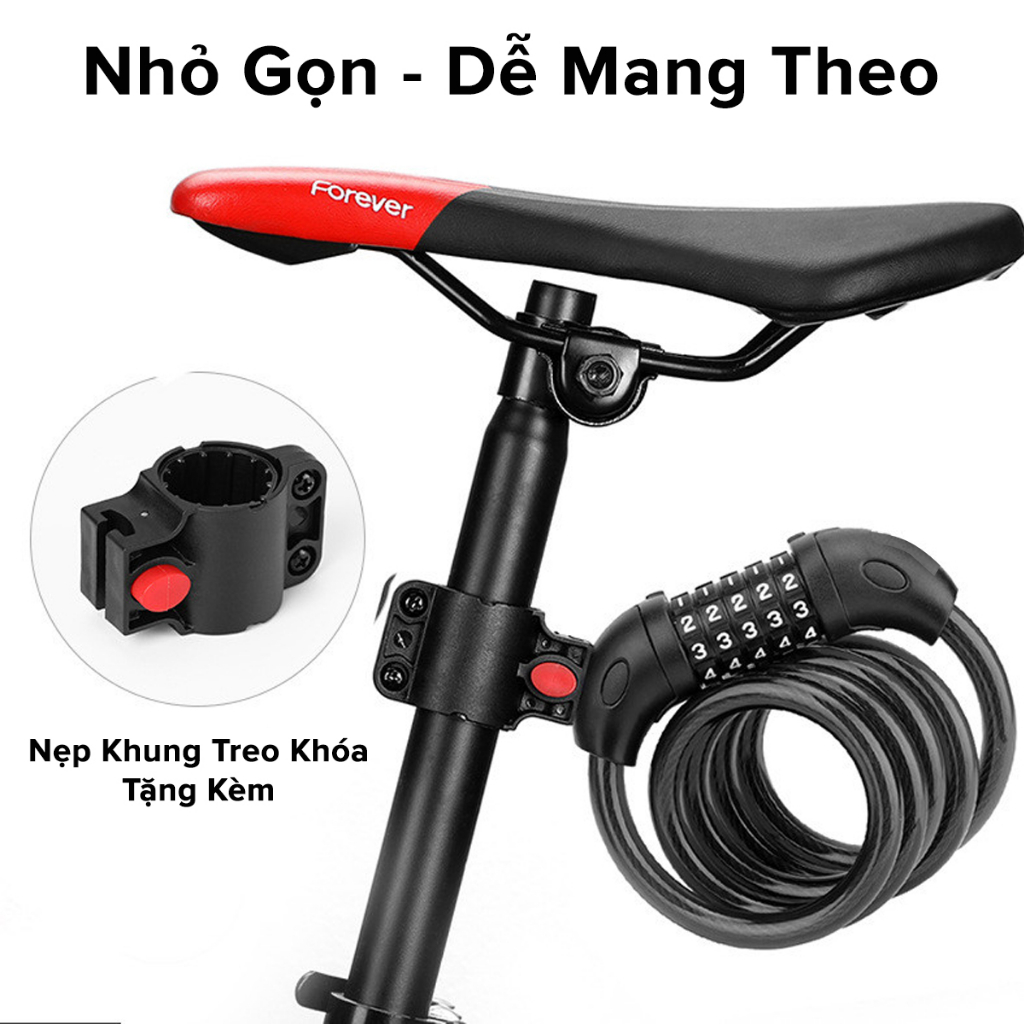 Khóa Xe Đạp Dây Lõi Thép 5 Số Dài 120cm – Chọn Màu – Bộ Khóa Xe Máy Thông Minh Chống Trộm Chống Cắt Cao Cấp