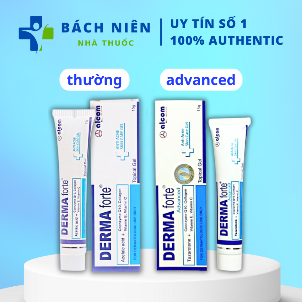 Gel giảm mụn Derma Forte bản thường, Derma Forte Advanced gel giảm mụn trứng cá, mờ thâm sẹo