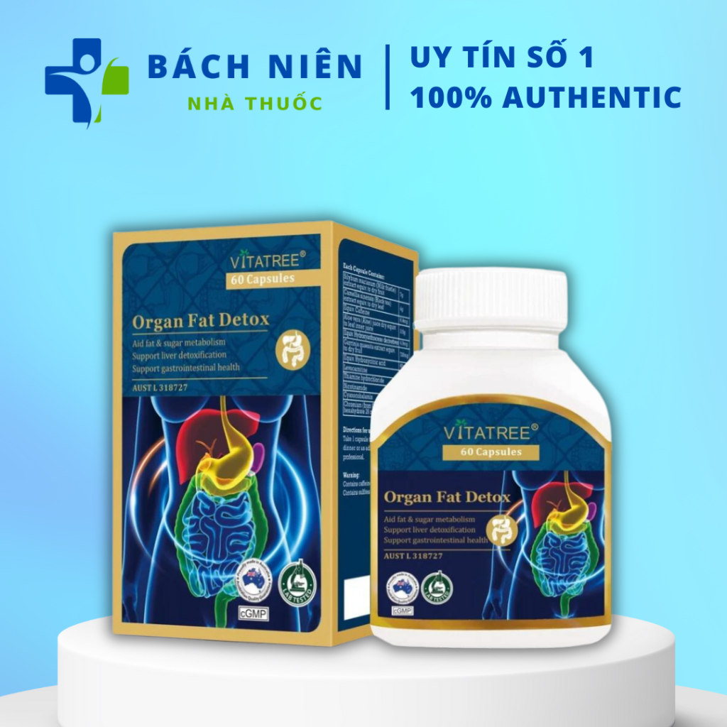 Viên uống thải độc mỡ nội tạng Vitatree Organ Fat Detox 60 viên, Thải độc mỡ nội tạng Vitatree của Úc