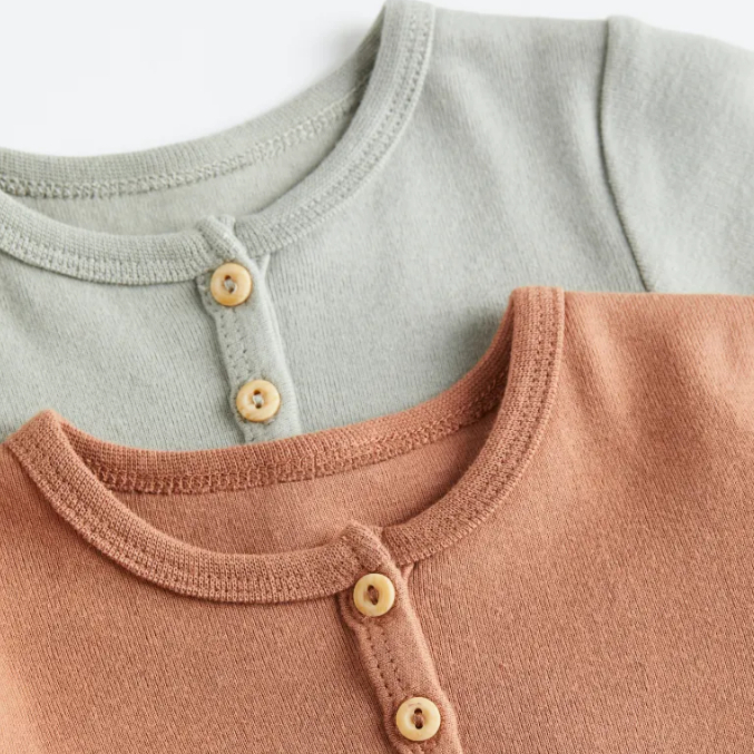 Bodysuit cho bé trai  dài tay cổ tròn organic cotton màu trơn sơ sinh - 3 tuổi  body chip bé trai áo liền quần bé trai