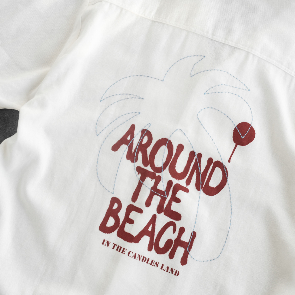 Áo sơ mi tay ngắn oversize CANDLES AROUND LINEN SHIRT chất liệu linen bột kết hợp in và thêu họa tiết chính hãng