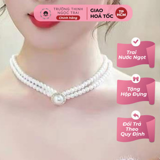 Chuỗi đeo cổ choker ngọc trai bạc 925 2 tầng siêu sang trọng, tinh tế cho nàng - ngọc trai trường thịnh