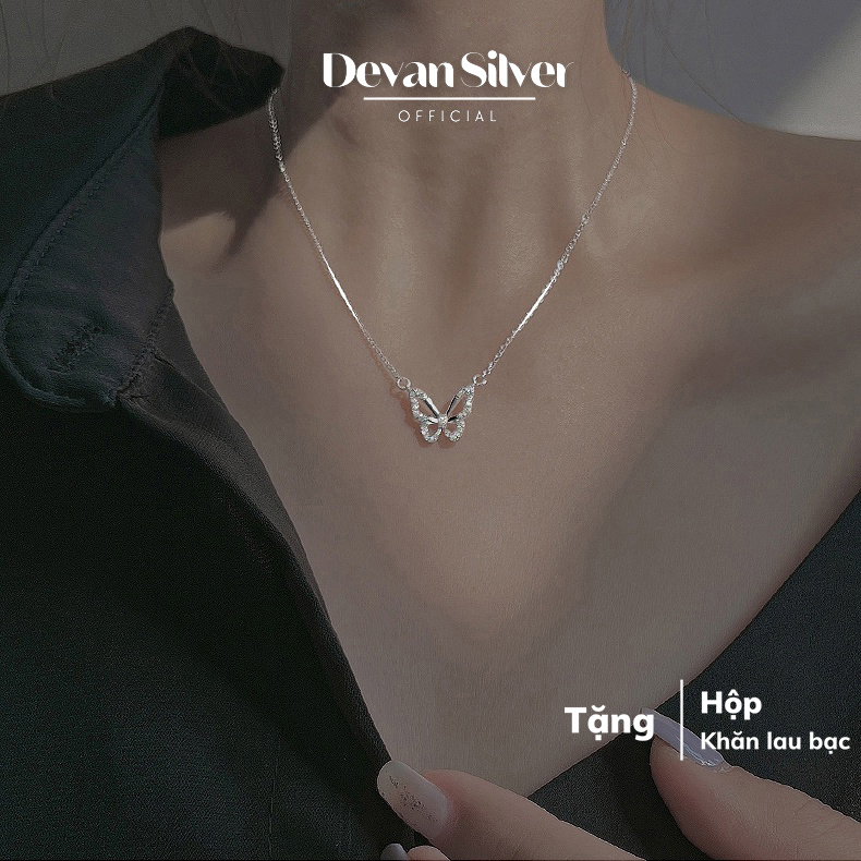 Dây Chuyền Bạc 925 Devan Silver, Dây Chuyền Nữ Mặt Hồ Điệp Cánh Mỏng Sang Chảnh, Vòng Cổ Nữ Xinh Xắn