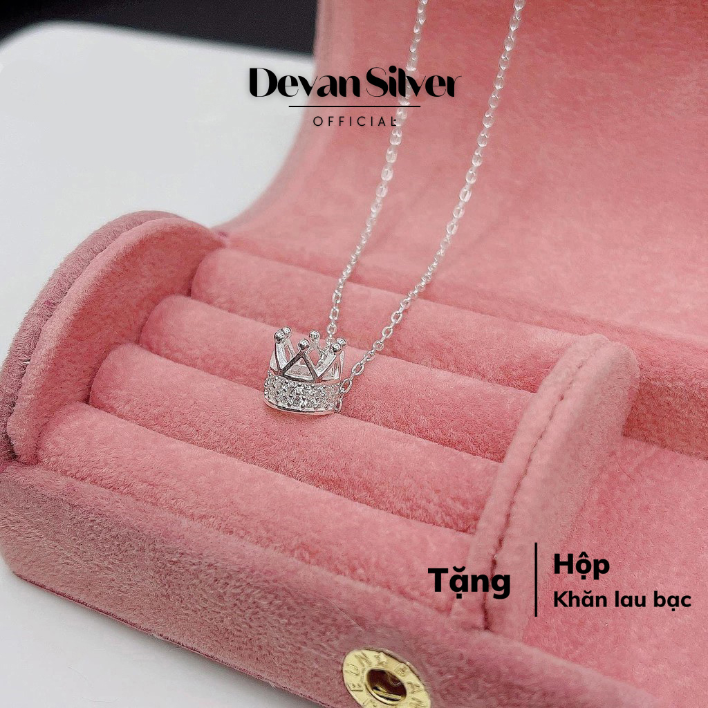 Dây chuyền nữ bạc 925 mặt vương miện, vòng cổ nữ Devan silver, trang sức bạc sáng cực đẹp, đơn giản, thanh lịch