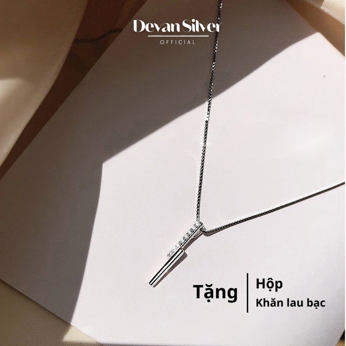 Dây chuyền bạc nữ Devan Silver mặt 2 line, vòng cổ nữ chất liệu bạc 925, dây chuyền nữ phong cách đơn giản, sang trọng