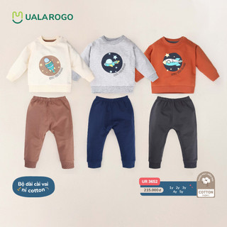 Bộ dài tay cho bé Ualarogo 1 - 5 tuổi cài vai vải Cotton nỉ mềm mại ấm áp thoáng khí