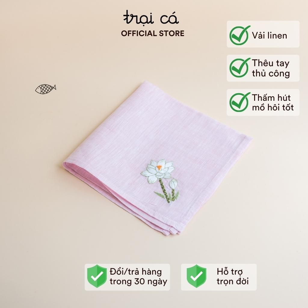 Khăn thêu tay họa tiết hoa 4 Mùa TRẠI CÁ HOME - Thêu Tay Thủ Công