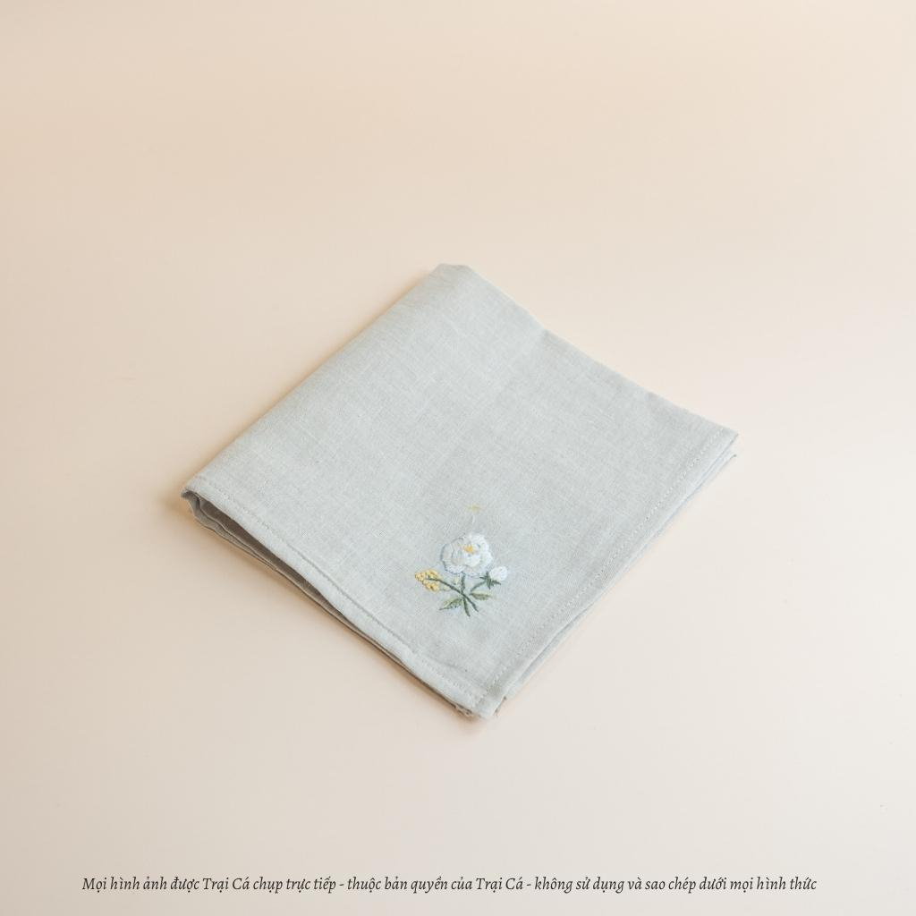 Khăn thêu tay họa tiết hoa 4 Mùa TRẠI CÁ HOME - Thêu Tay Thủ Công
