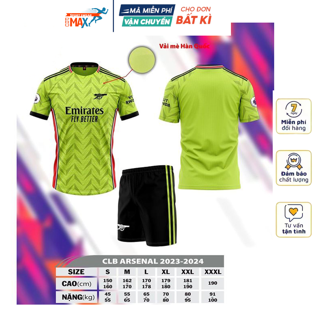 Quần Áo Bóng Đá ARSENAL vải thun lạnh co giãn thoát ẩm tốt đồ đá banh mẫu mới 2023 2024