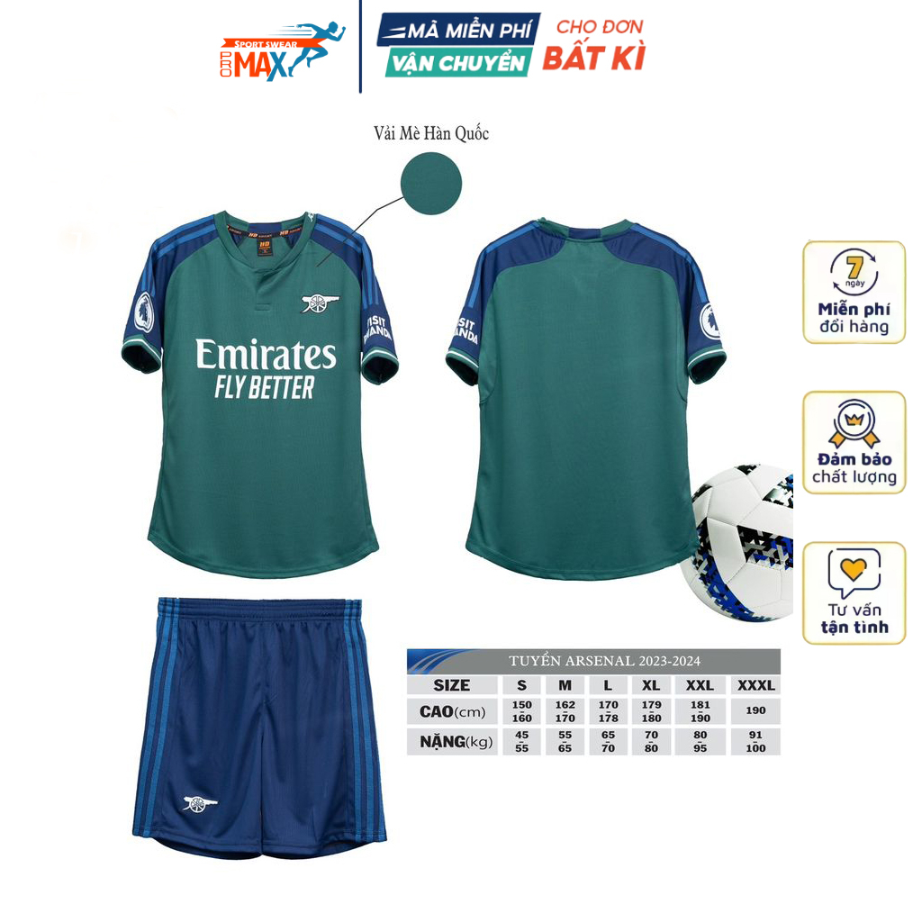 Quần Áo Bóng Đá ARSENAL vải thun lạnh co giãn thoát ẩm tốt đồ đá banh mẫu mới 2023 2024