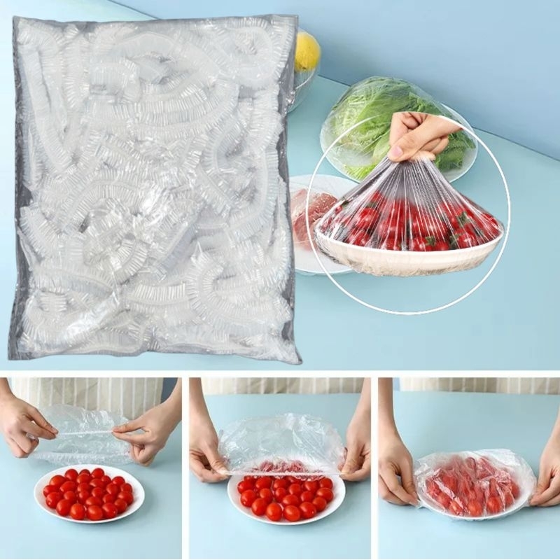 100 Màng Bọc Thực Phẩm Kiêm Mũ Trùm Đầu Bo Chun