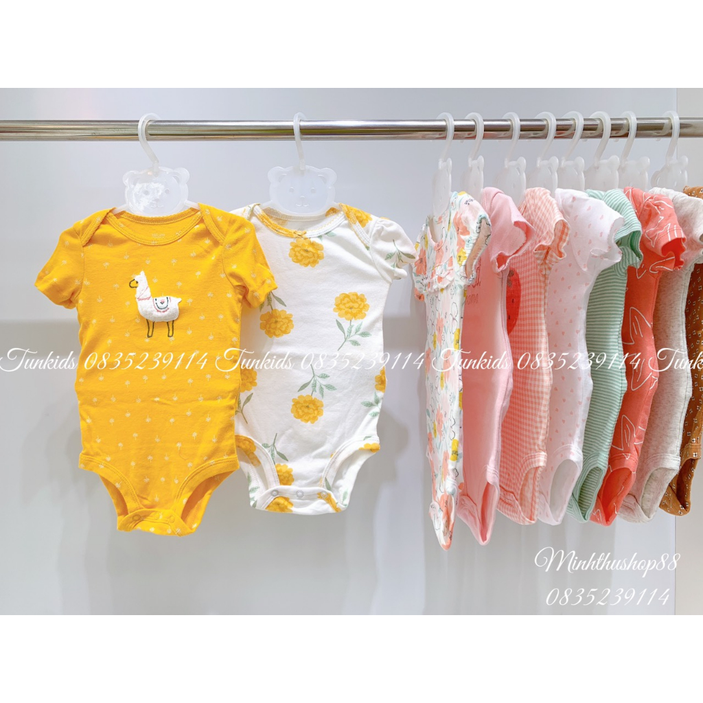 {Size 12-18m} Bodysuit cotton hiệu Carter xuất xịn, body chip cộc tay cho bé gái