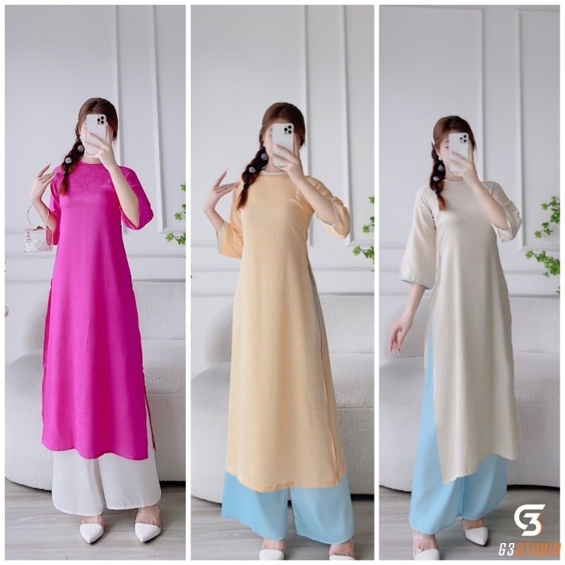 🥰 Áo dài gấm tơ cao cấp 4 tà đẹp mềm mại nhẹ nhàng hàng thiết kế bán giá sỉ
