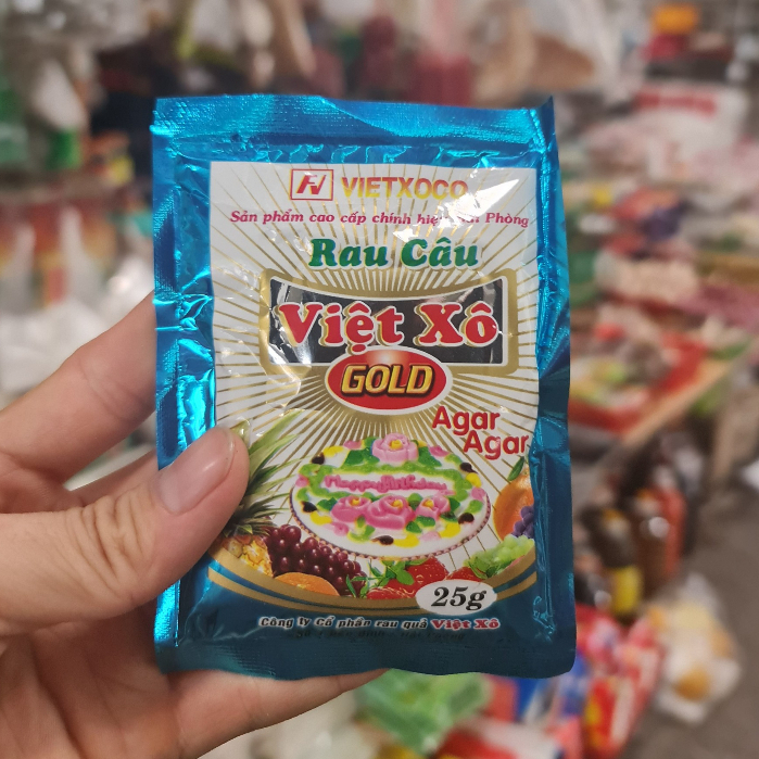 Bột rau câu Việt Xô gold gói XANH 25g-Bột rau câu có độ đông kết tốt,dễ dàng kết hợp với các loại hương vị hoa quả.