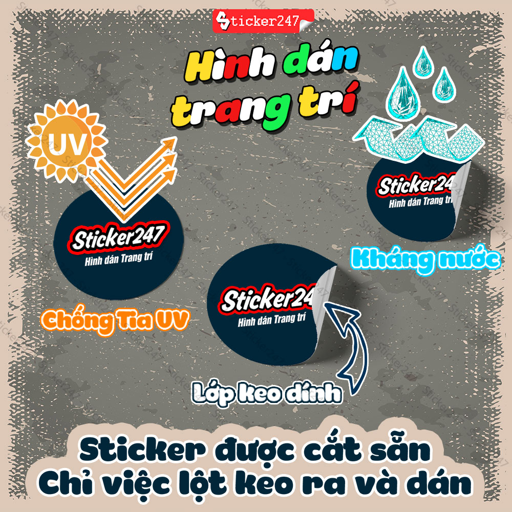 Sticker Vintage Labels 🌈𝑭𝒓𝒆𝒆𝒔𝒉𝒊𝒑 Sticker Dán Mũ Bảo Hiểm, Dán Vali, Đàn Guitar - Hình Dán Chống Nước - Mix Chủ Đề R12