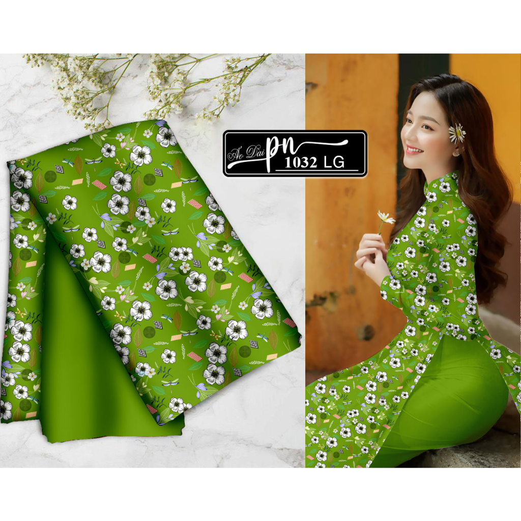 Vải may áo dài -đầm váy - đồ bộ - PN1032 - họa tiết hoa nhí - in 3D