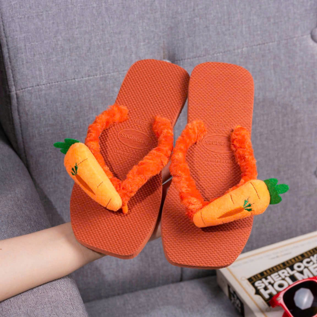 Dép kẹp nữ Havai quai lông  phối gấu bông siêu mịn siêu êm