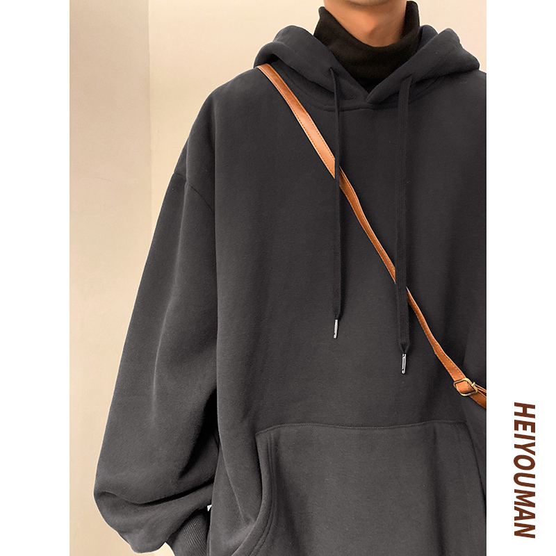 Áo hoodie nam form rộng có mũ 2 lớp thời trang, áo khoác hoodie nam 2 màu đen xám basic mặc đi chơi đi học kiểu Hàn Quốc