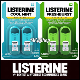[Hàng Mỹ] Xịt Thơm Miệng Listerine Pocketmist (vỉ 2 chai x 7,7ml)