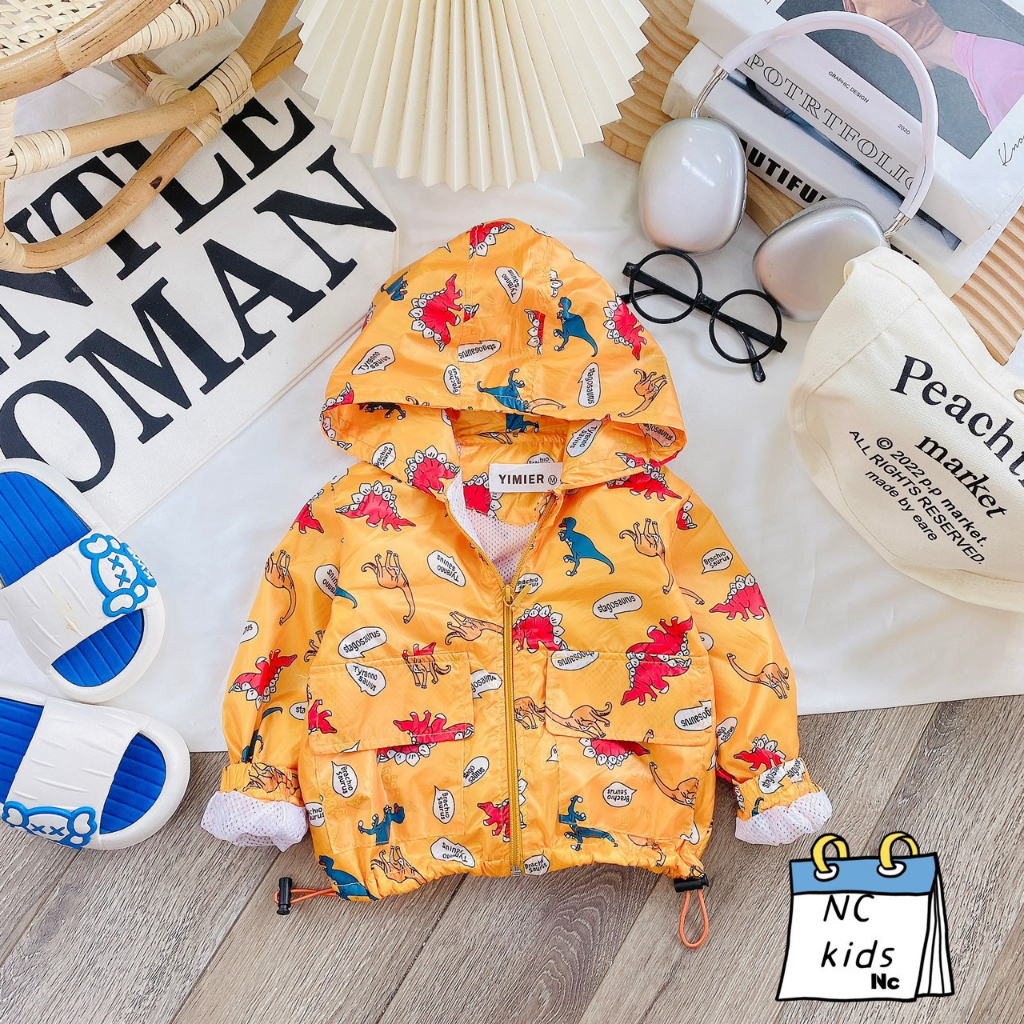 Áo khoác gió 2 lớp thu đông họa tiết sắc màu ngộ nghĩnh cho bé trai, bé gái  8-18kg