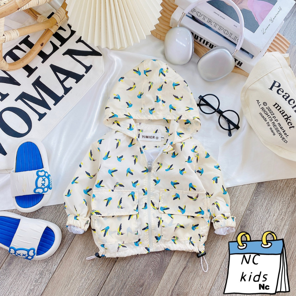 Áo khoác gió 2 lớp thu đông họa tiết sắc màu ngộ nghĩnh cho bé trai, bé gái  8-18kg