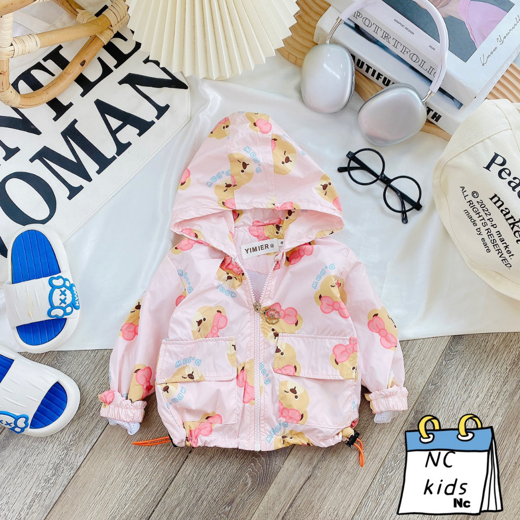 Áo khoác gió 2 lớp thu đông họa tiết sắc màu ngộ nghĩnh cho bé trai, bé gái  8-18kg