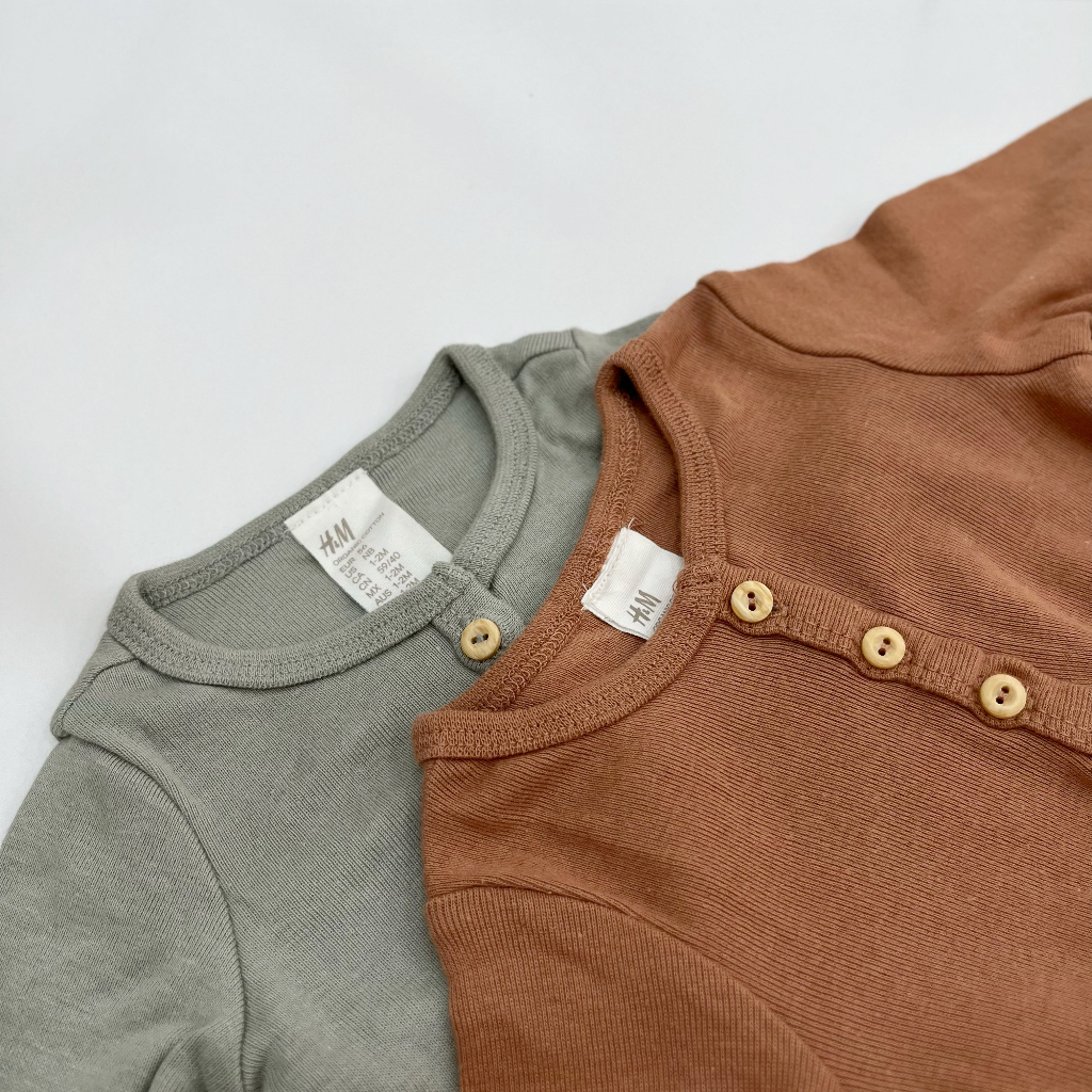 Bodysuit cho bé trai  dài tay cổ tròn organic cotton màu trơn sơ sinh - 3 tuổi  body chip bé trai áo liền quần bé trai