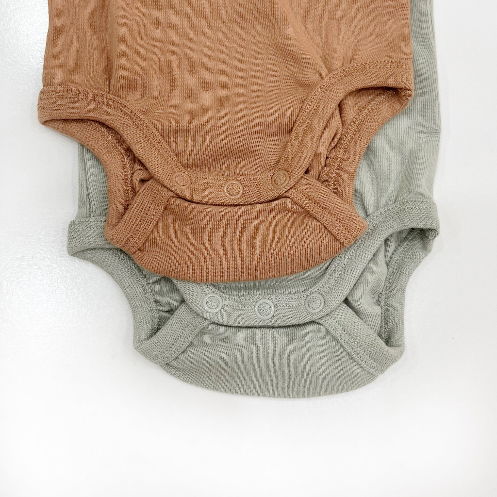 Bodysuit cho bé trai  dài tay cổ tròn organic cotton màu trơn sơ sinh - 3 tuổi  body chip bé trai áo liền quần bé trai