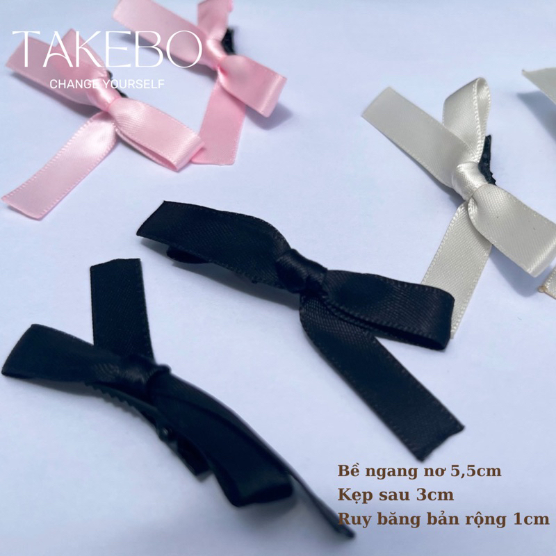 Kẹp nơ ruy băng vải  có ảnh thật trơn màu giống Jennie Blackpink dễ thương thời trang dành cho bạn nữ