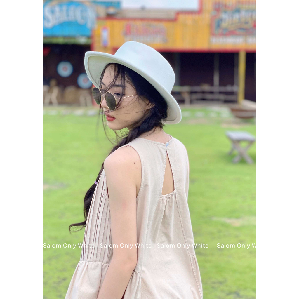 Đầm Linen Maxi Xếp Cổ 2 Bên SALOM - Yuki Dress