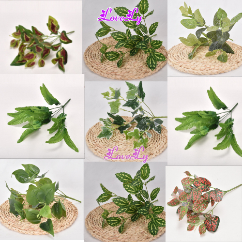 Cây Giả - Cành Lá nhựa PVC decor 7 nhánh đẹp như thật, làm tường giả trang trí nhà cửa