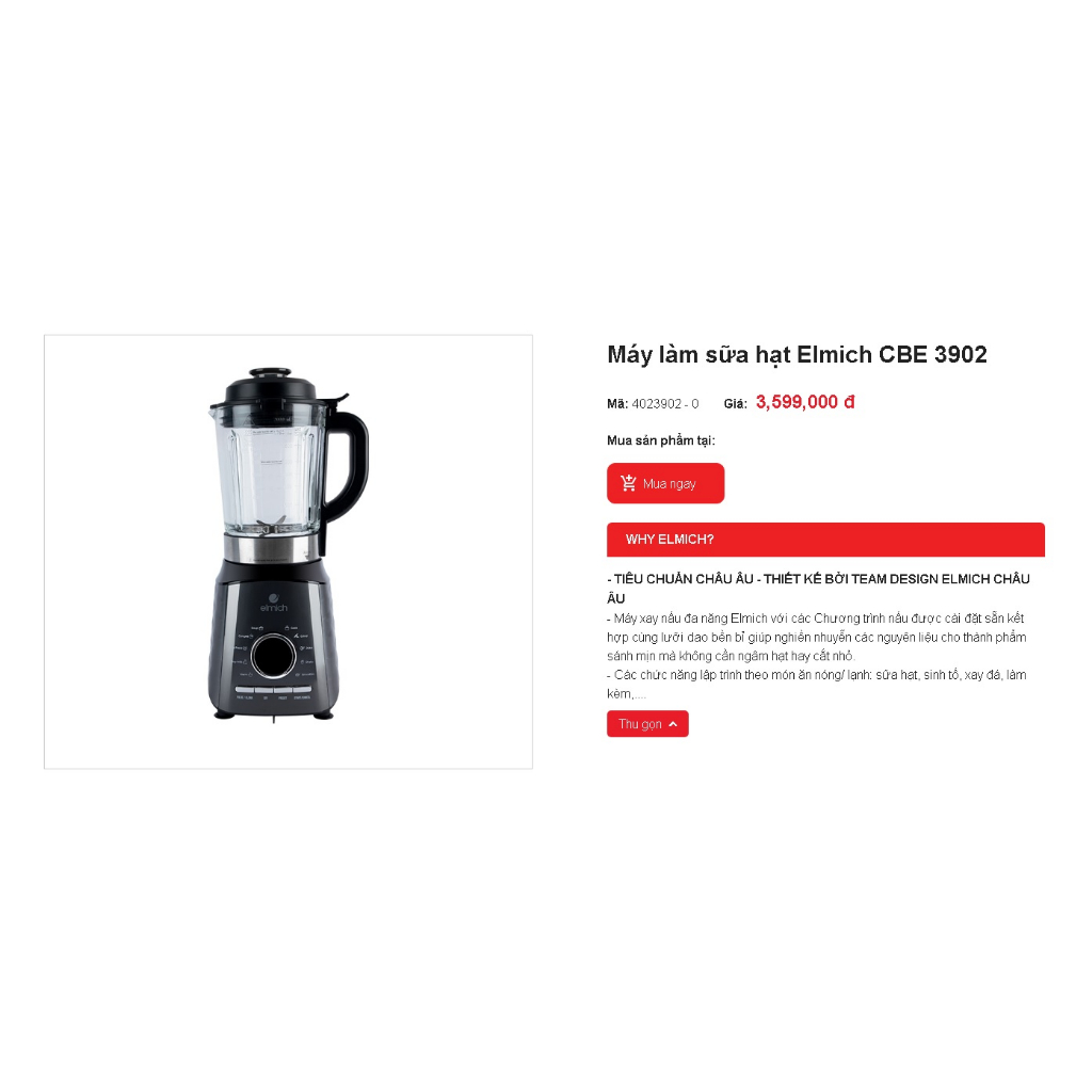 Máy làm sữa hạt Elmich CBE 3902