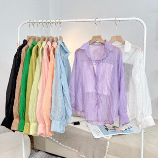 (KÈM ÁO LÓT) Áo Sơ Mi Voan Tơ 10 Màu Mỏng Mát Sang Chảnh Kèm Áo Hai Dây Dày Dặn, Set Áo Freesize Form Rộng SUBICI