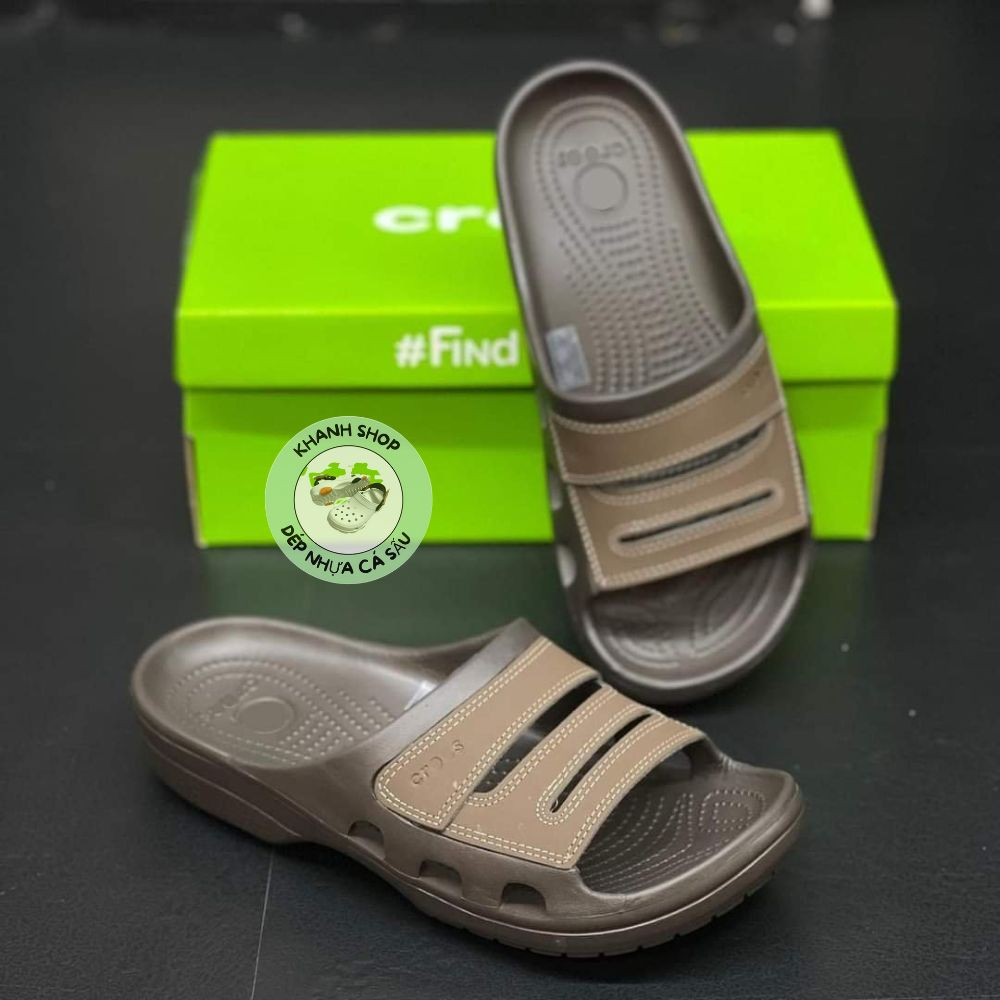 Dép lê cross yukon sport cho nam, chuẩn xịn full box màu nâu